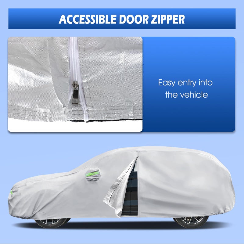 Migaven Car Cover Custom Fit for Audi Q5/SQ5 2009-2025, Migaven Waterproof Full Exterior Cover Sun Rain Protection with Door Zipper and Cotton Lining, Silver - Image 2